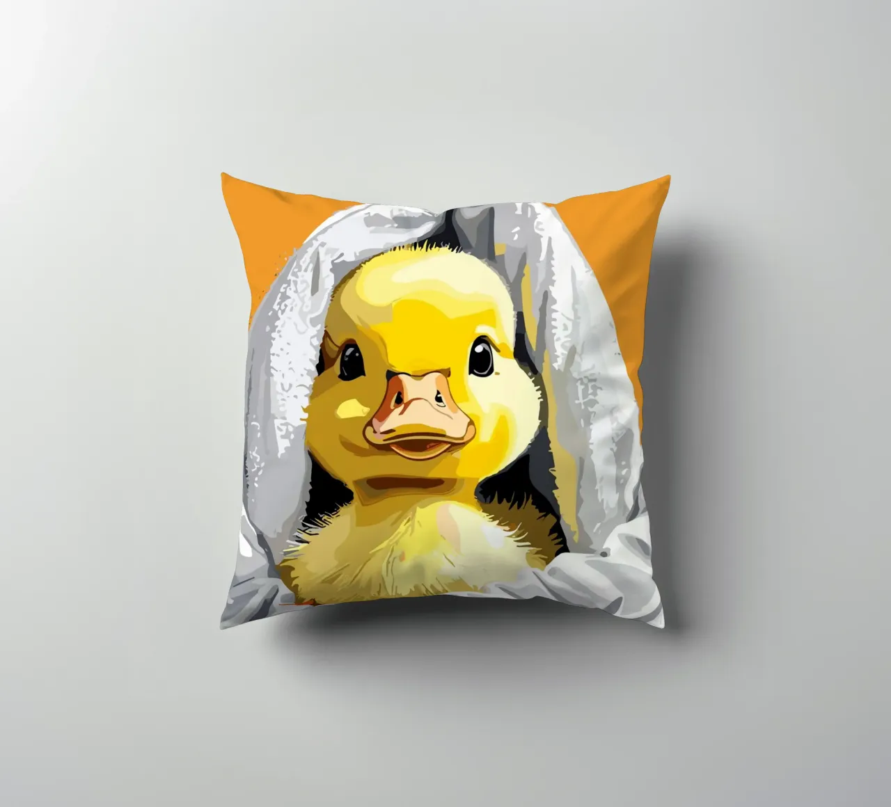 Duckling peeking from under a soft coussin de LisaArtes