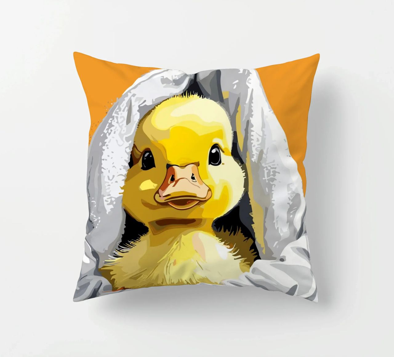 Duckling peeking from under a soft coussin de LisaArtes