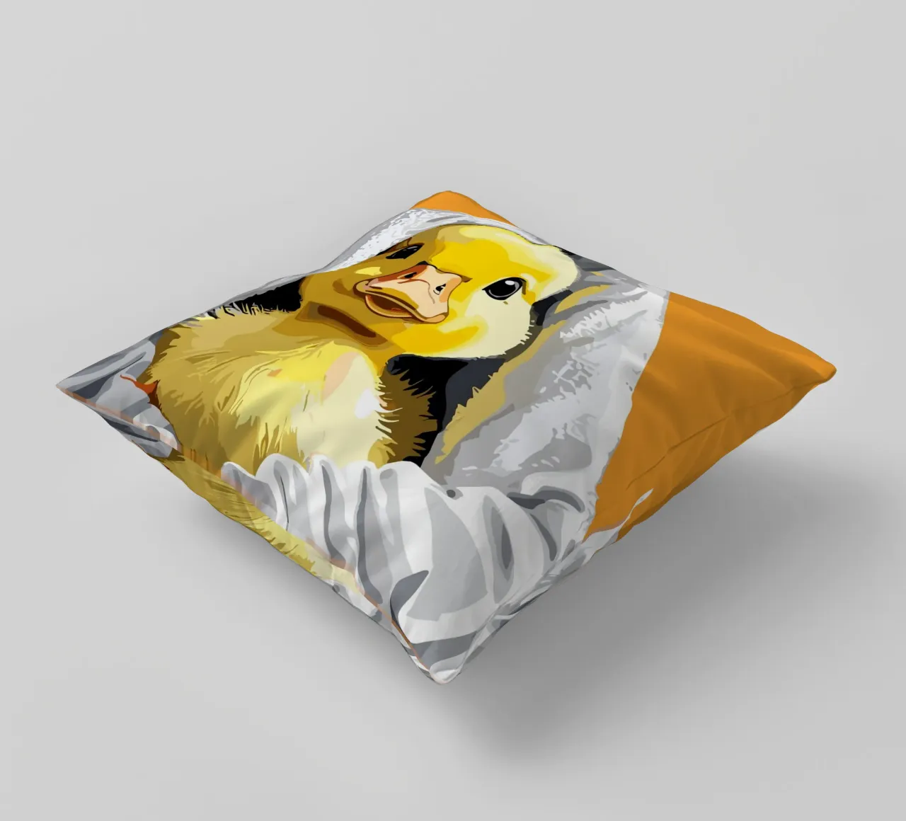 Duckling peeking from under a soft Kissen von LisaArtes