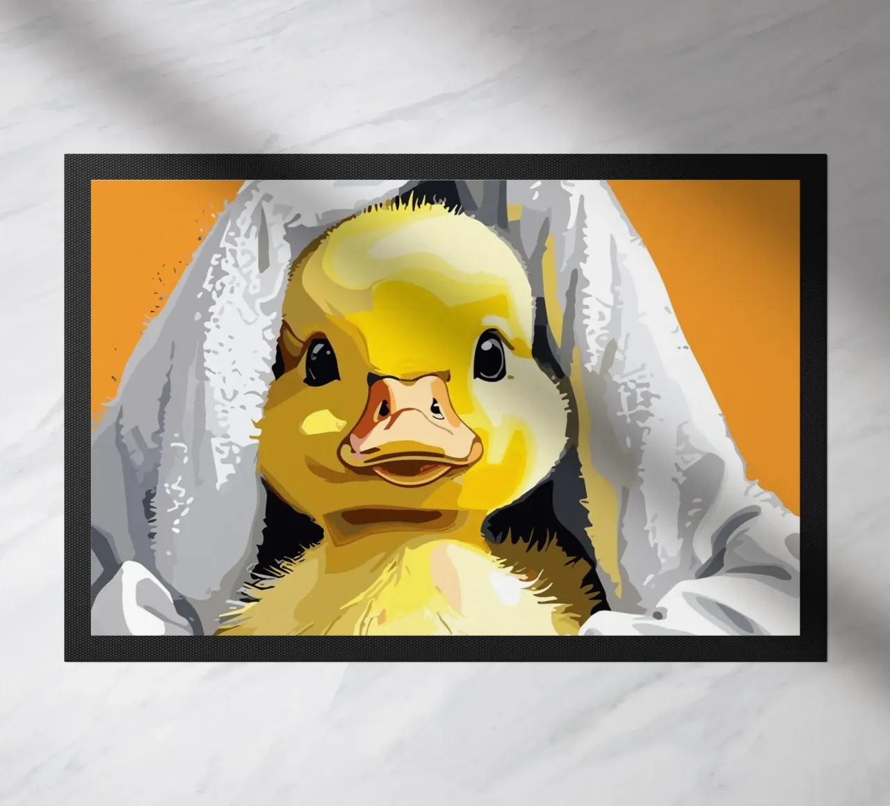 Duckling peeking from under a soft paillasson de LisaArtes