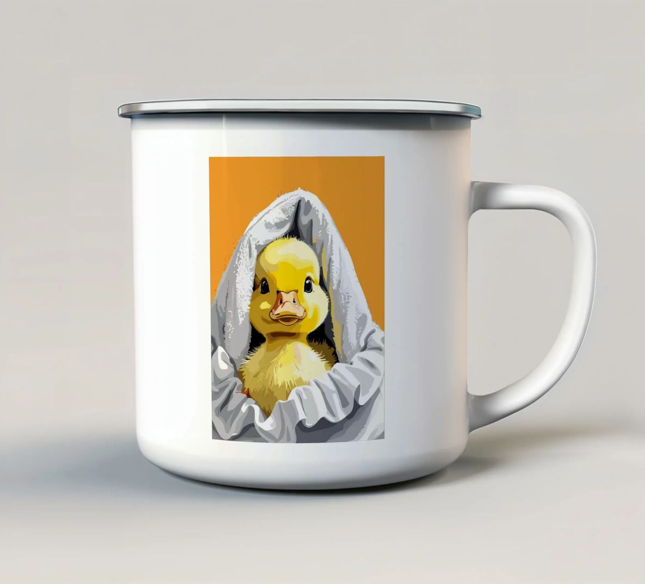 Duckling peeking from under a soft mug en émail de LisaArtes