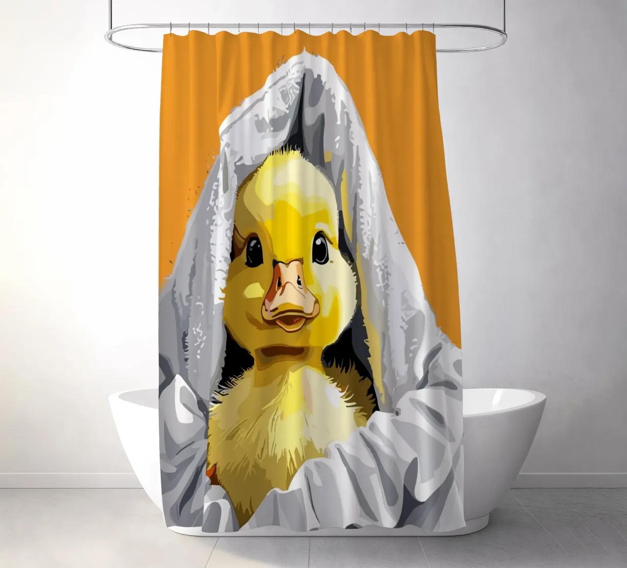 Duckling peeking from under a soft Duschvorhang von LisaArtes