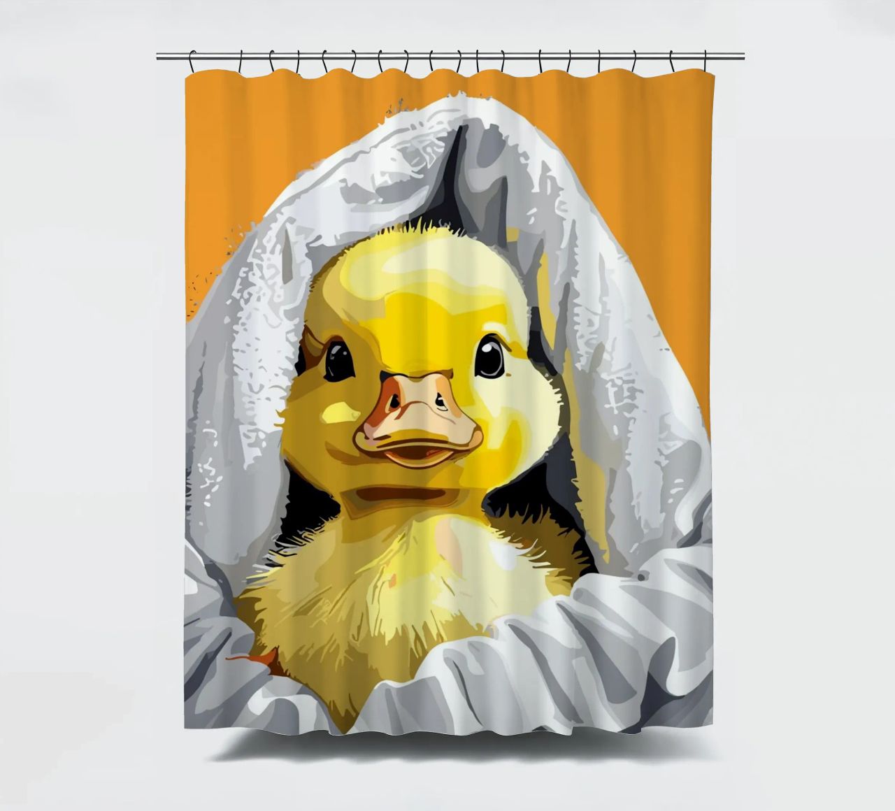 Duckling peeking from under a soft rideau de douche de LisaArtes