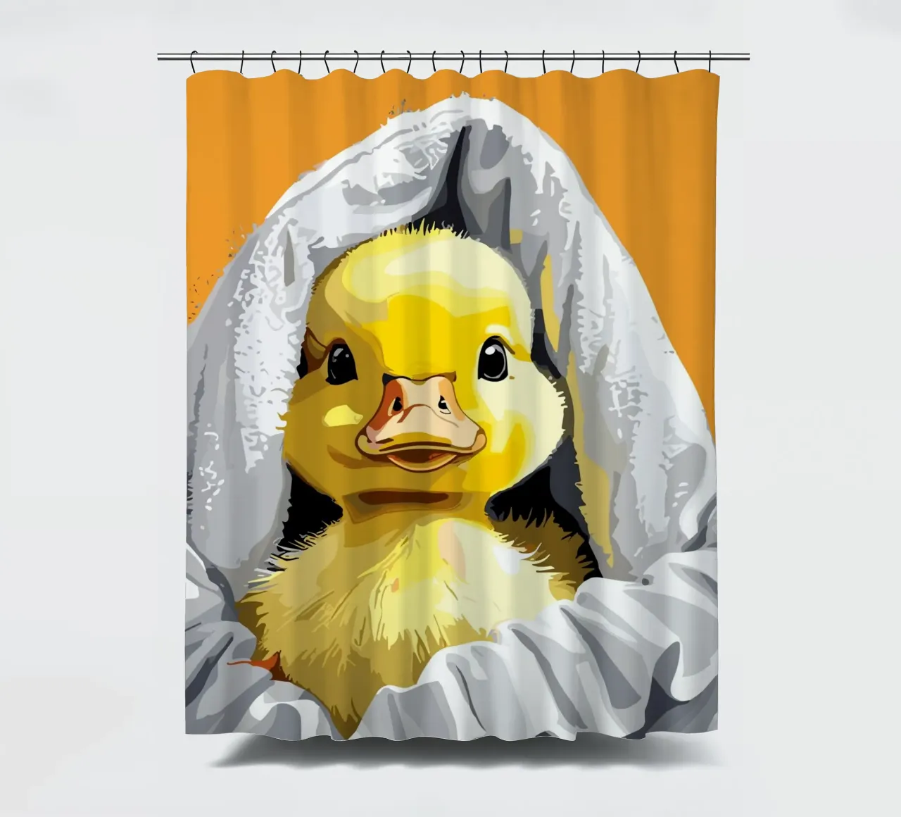 Duckling peeking from under a soft Duschvorhang von LisaArtes