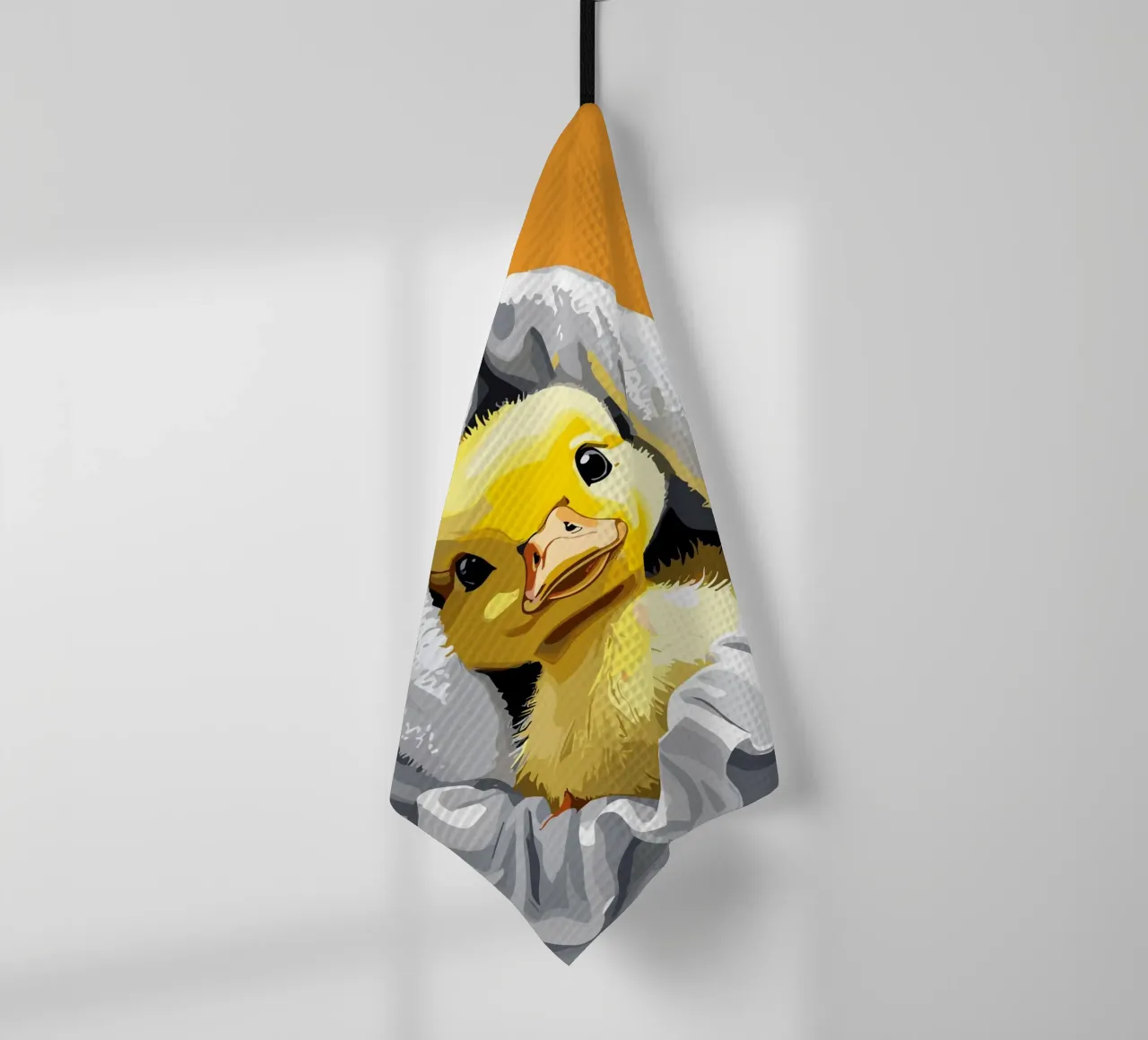 Duckling peeking from under a soft torchon de LisaArtes