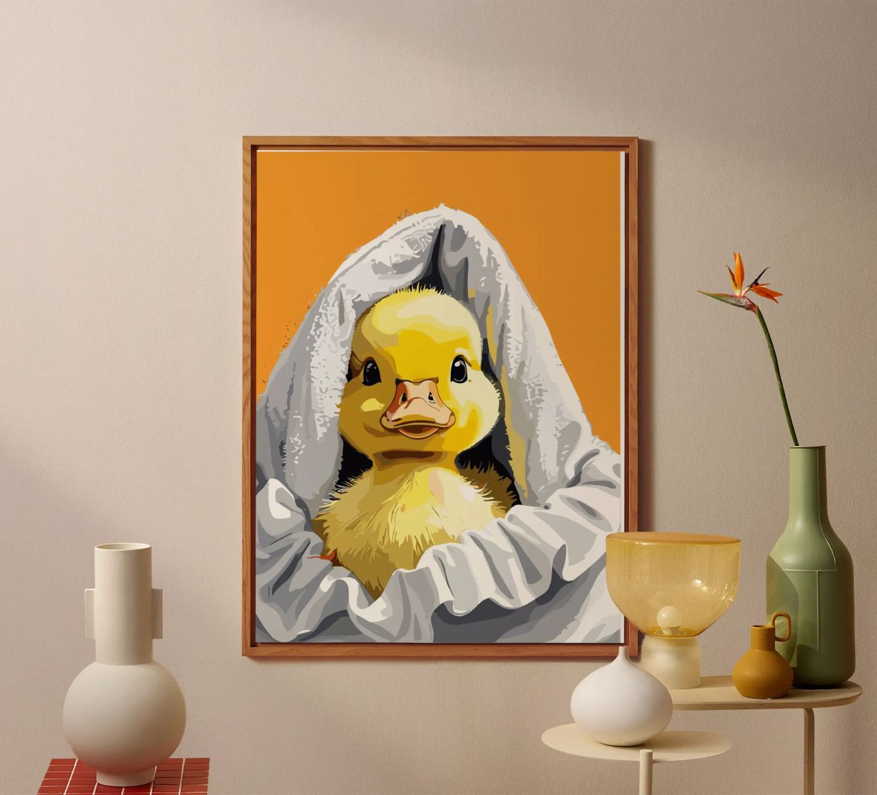 Duckling peeking from under a soft alu dibond de LisaArtes