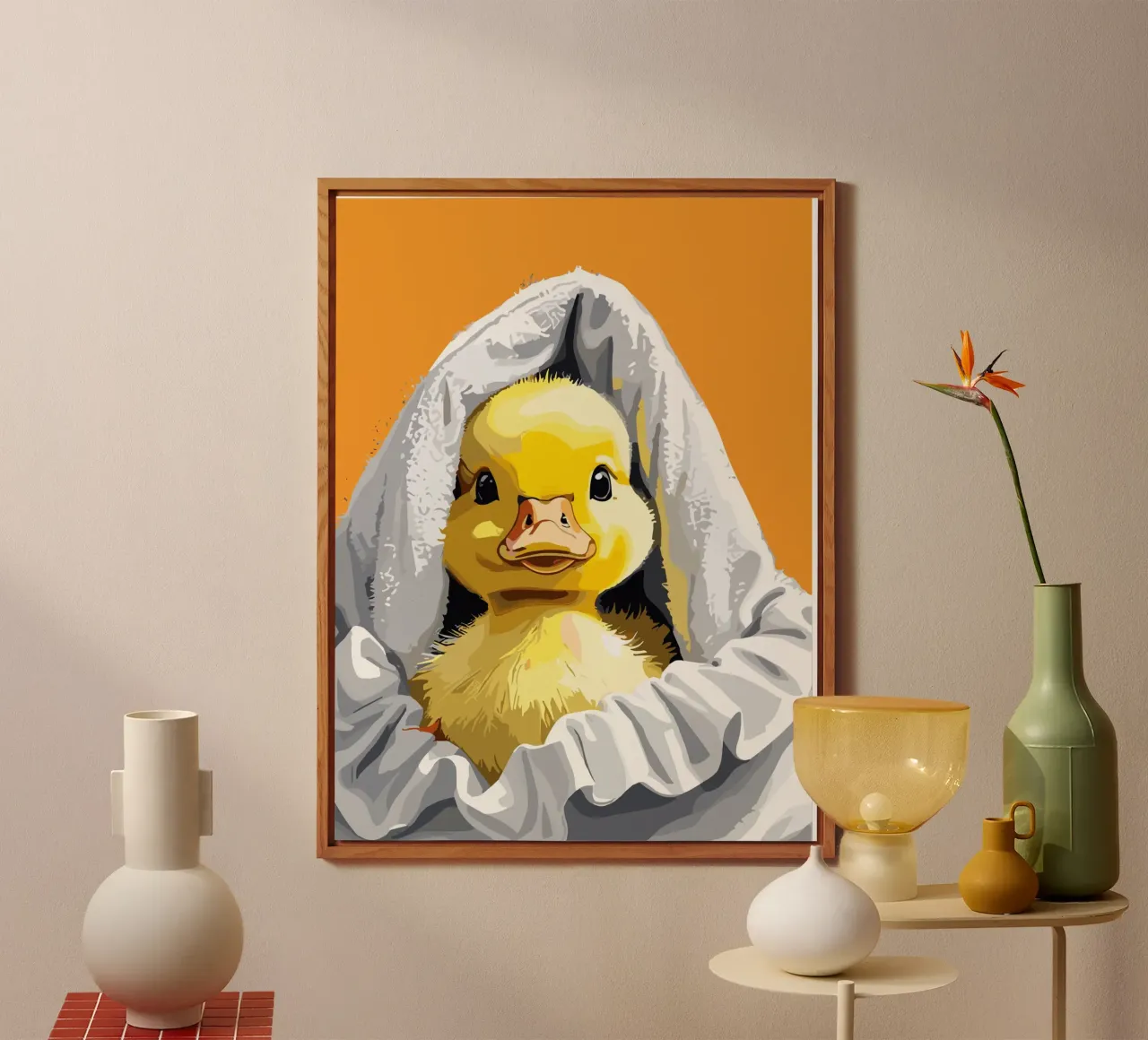 Duckling peeking from under a soft aluminio dibond de LisaArtes
