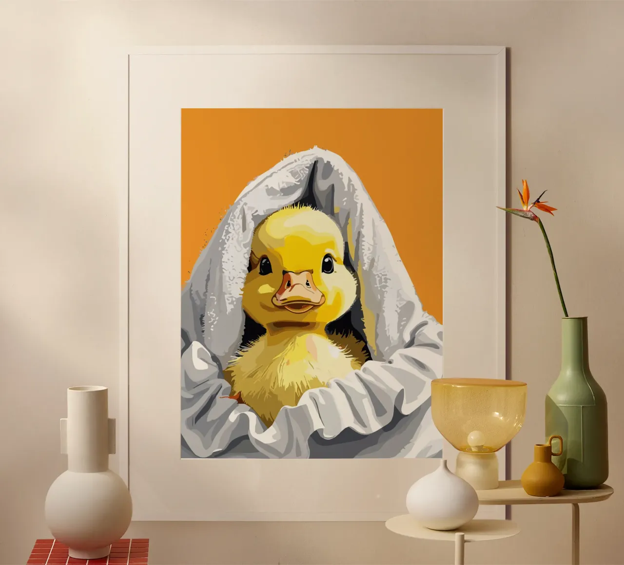 Duckling peeking from under a soft hahnemühle de LisaArtes