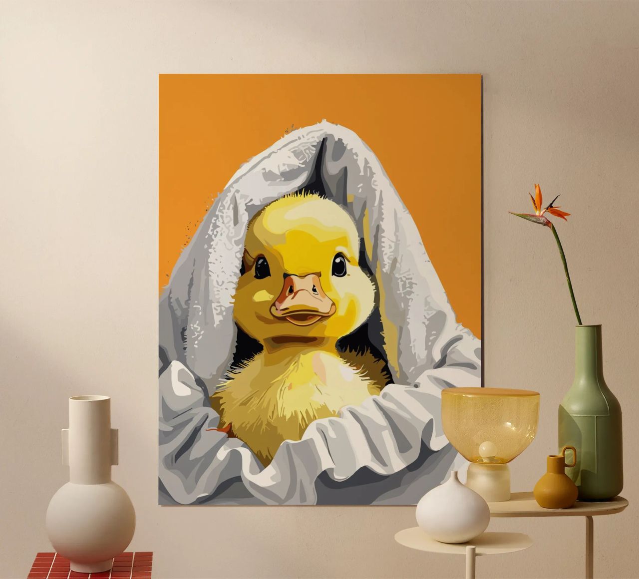 Duckling peeking from under a soft hahnemühle de LisaArtes