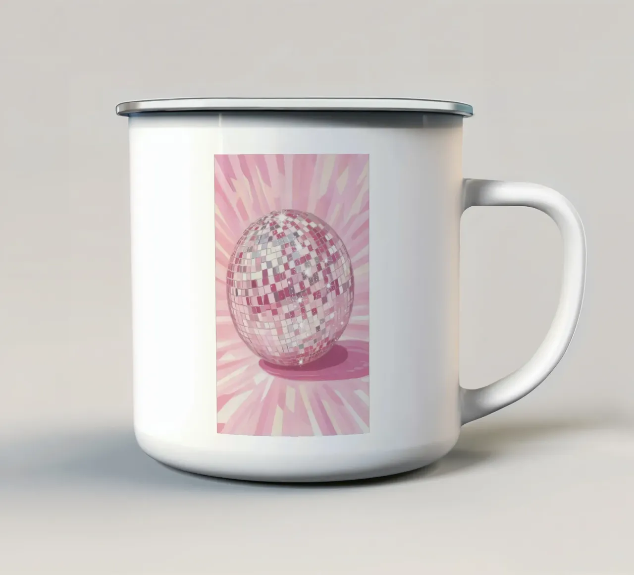 Palla da discoteca rosa vibrante tazza in smalto da Melloi Art Print
