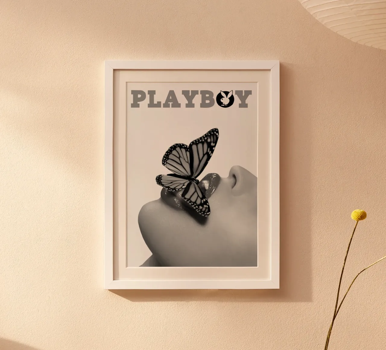 butterfly in the mouth poster con telaio in alluminio da avissta