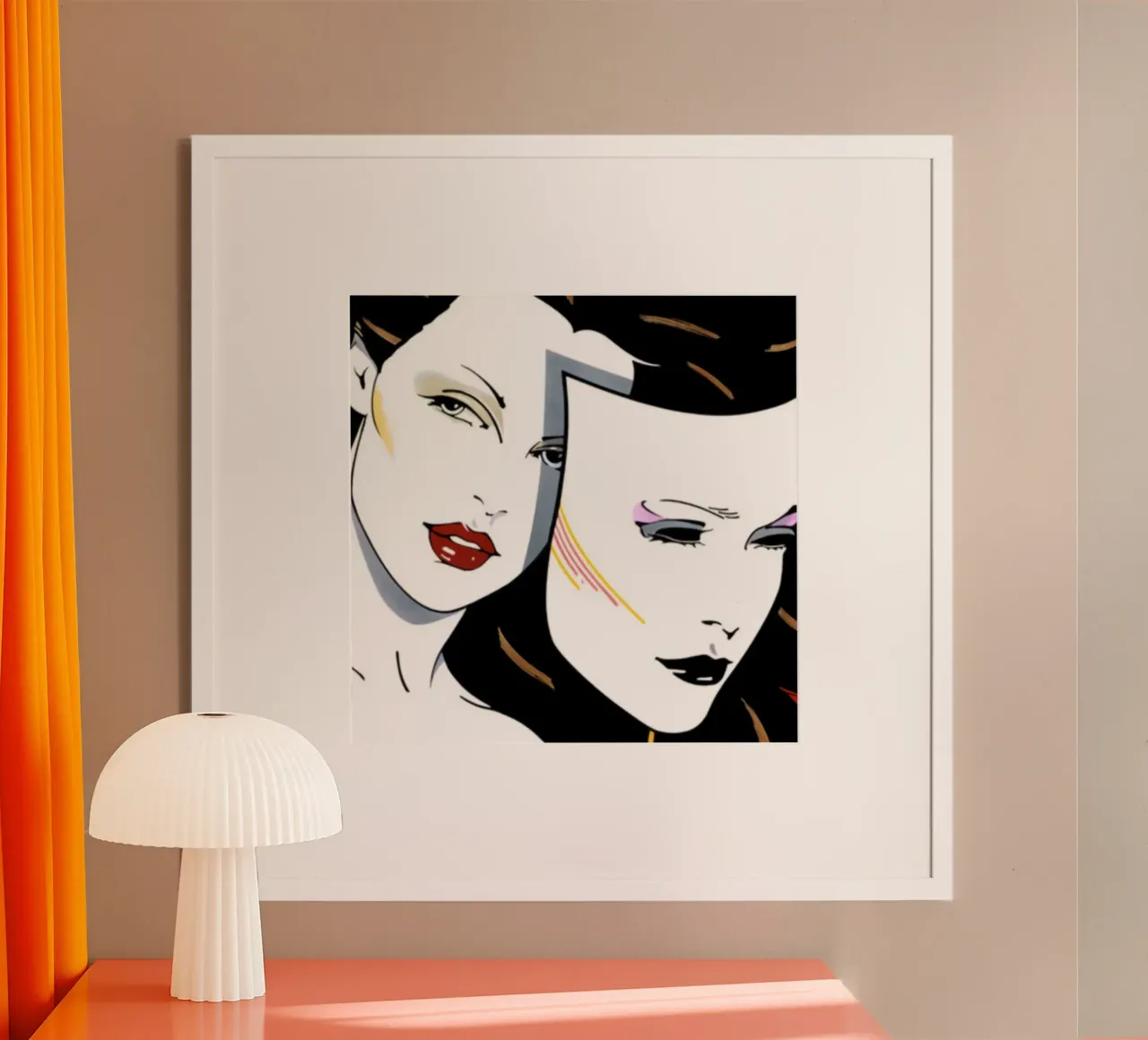 Patrick Nagel - true beauty - masking girl poster con telaio in plastica da avissta