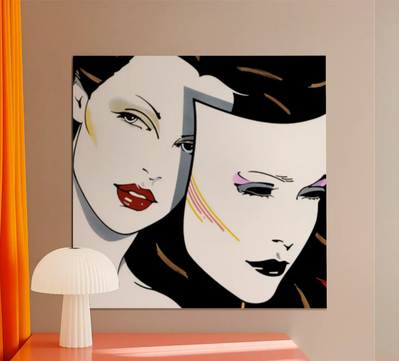 Patrick Nagel - true beauty - masking girl poster con telaio in plastica da avissta