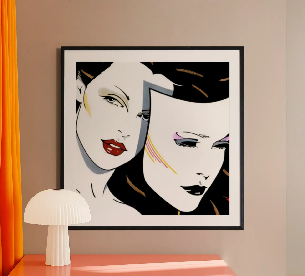 Patrick Nagel - true beauty - masking girl poster con telaio in plastica da avissta