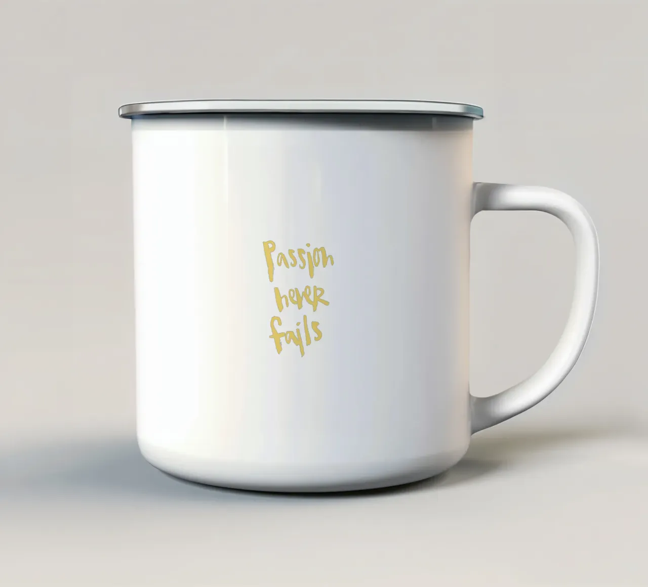 Passion Never Fails tazza in smalto da Brushmeetspaper