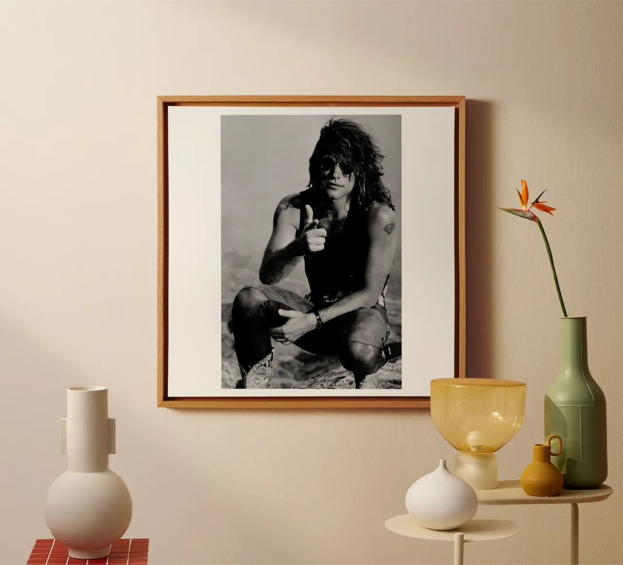 Cool Bon Jovi canvas met Baklijst van avissta