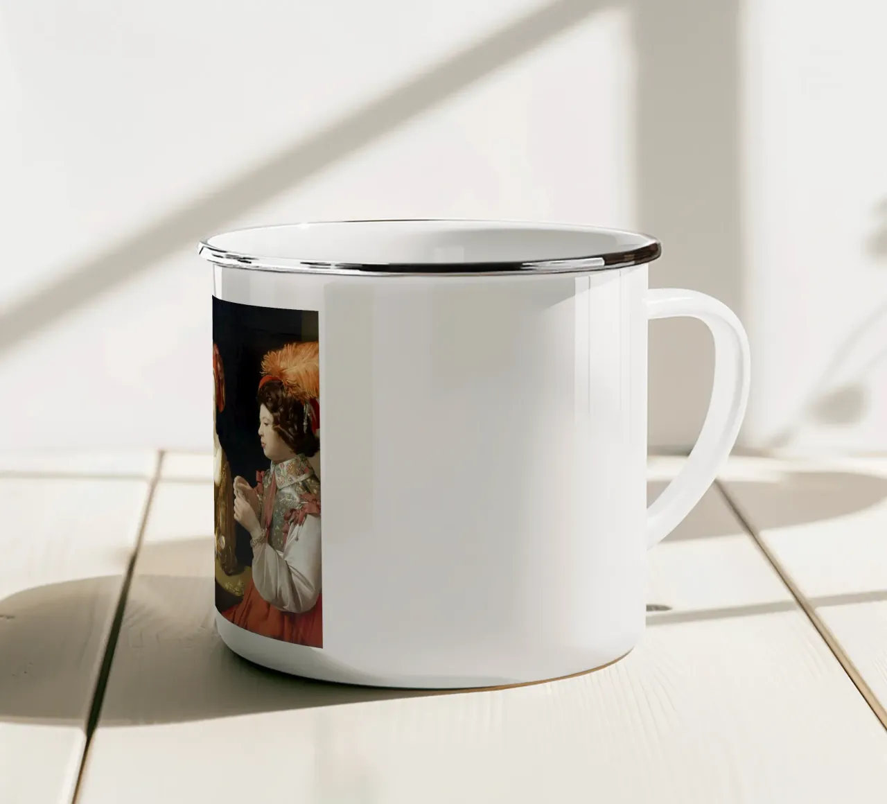 Georges de La Tour - The Card Sharp with the Ace of Diamonds enamel mug by Timeless Artworks