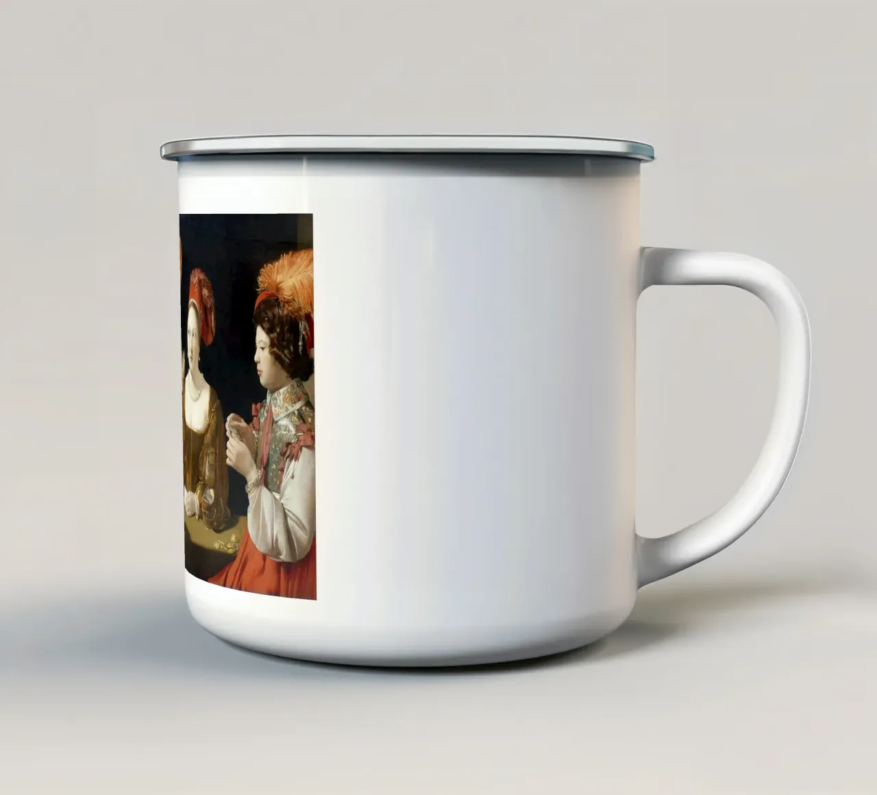 Georges de La Tour - The Card Sharp with the Ace of Diamonds enamel mug by Timeless Artworks