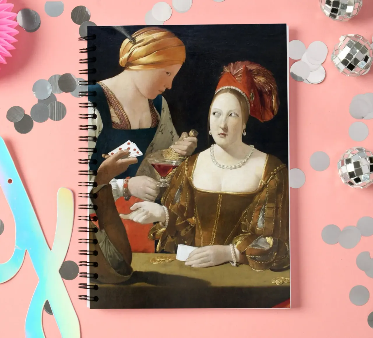 Georges de La Tour - The Card Sharp with the Ace of Diamonds spiral notebook by Timeless Artworks