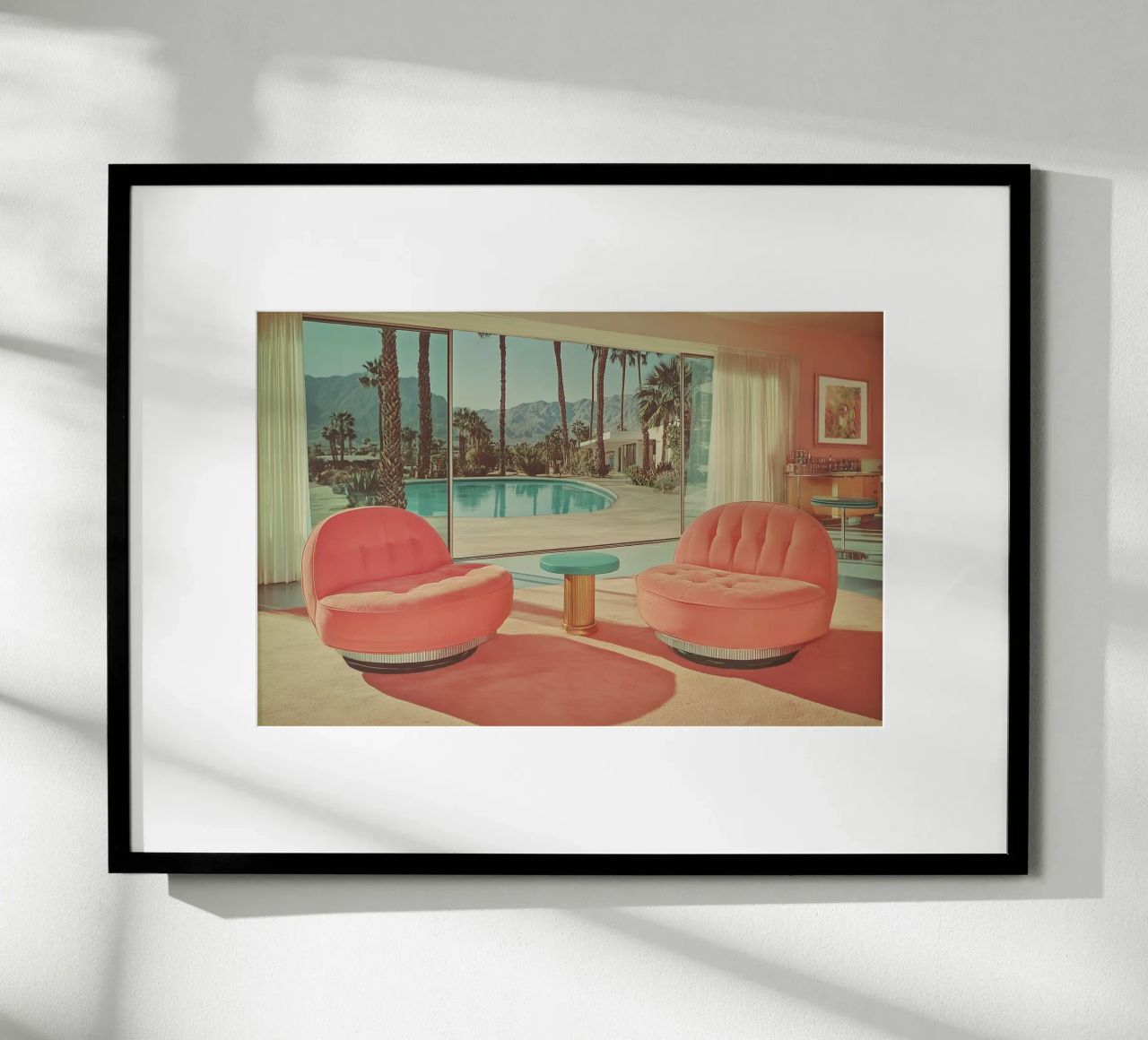 Palm Springs, retro armchair poster with aluminum frame by Carinaprint