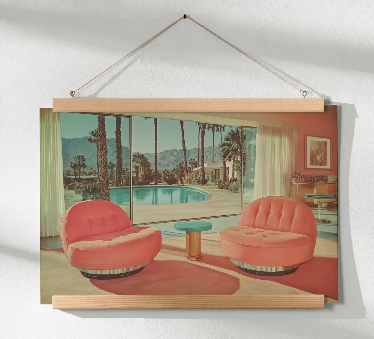 Palm Springs, retro armchair poster with aluminum frame by Carinaprint