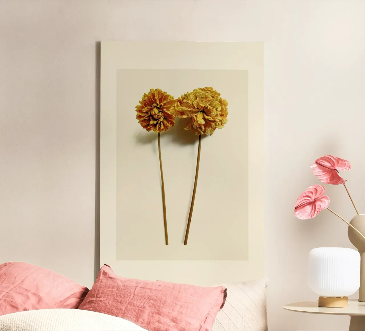 Yellow Dahlia II canvas with Floater frame by Elena Veronese