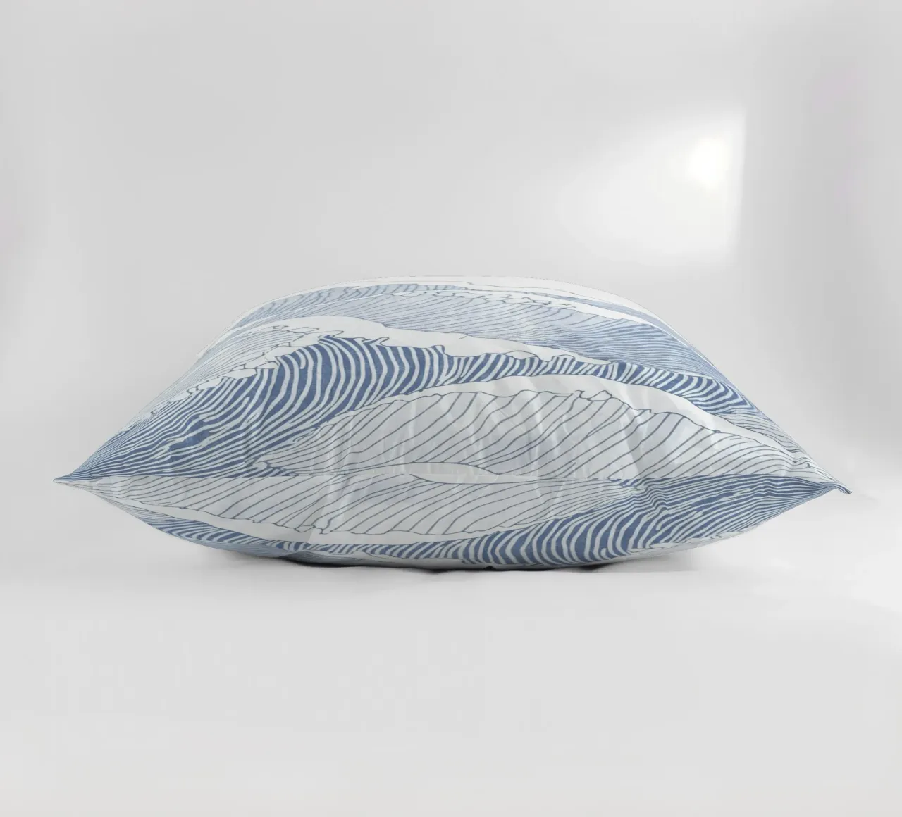 Blue Wave Line Art - Illustration minimaliste de l'océan coussin de Melloi Art Print