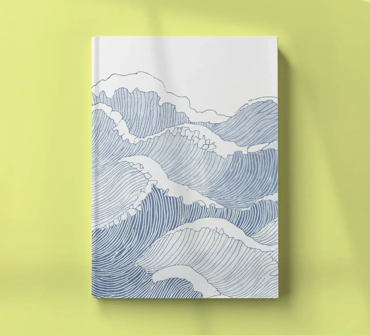 Blue Wave Line Art - Minimalist Ocean Illustration notebook by Melloi Art Print