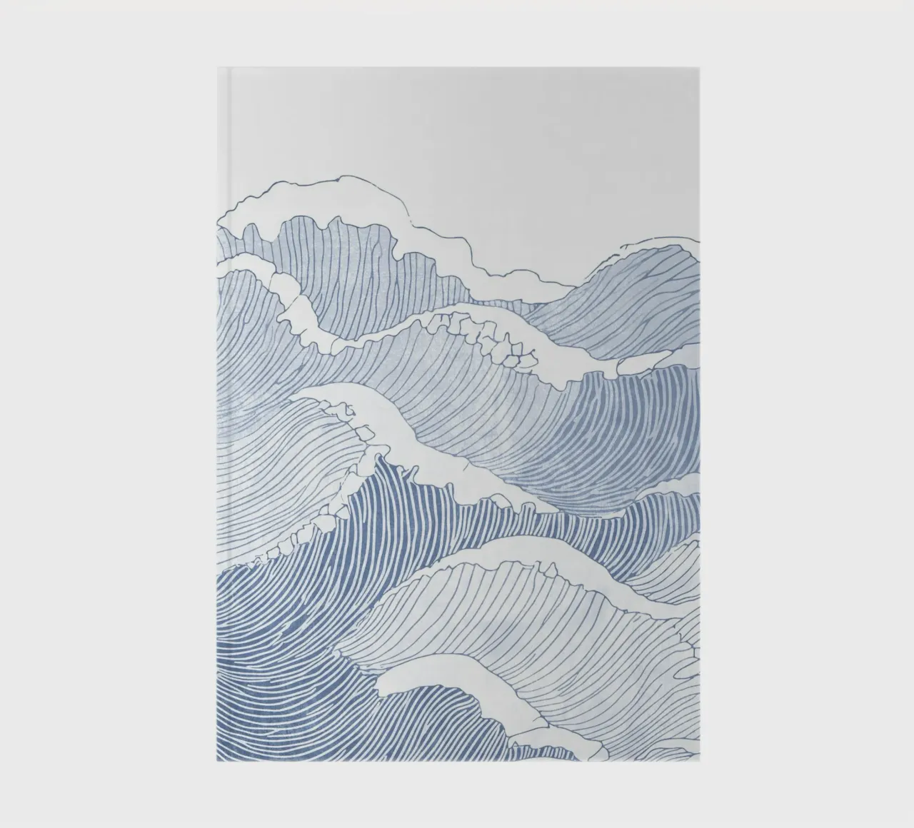 Blue Wave Line Art - Minimalist Ocean Illustration notebook by Melloi Art Print