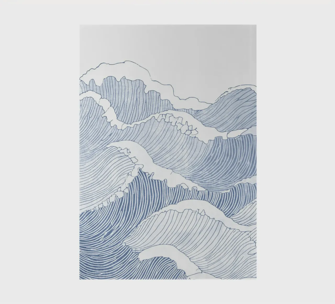 Blue Wave Line Art - Minimalist Ocean Illustration notebook by Melloi Art Print