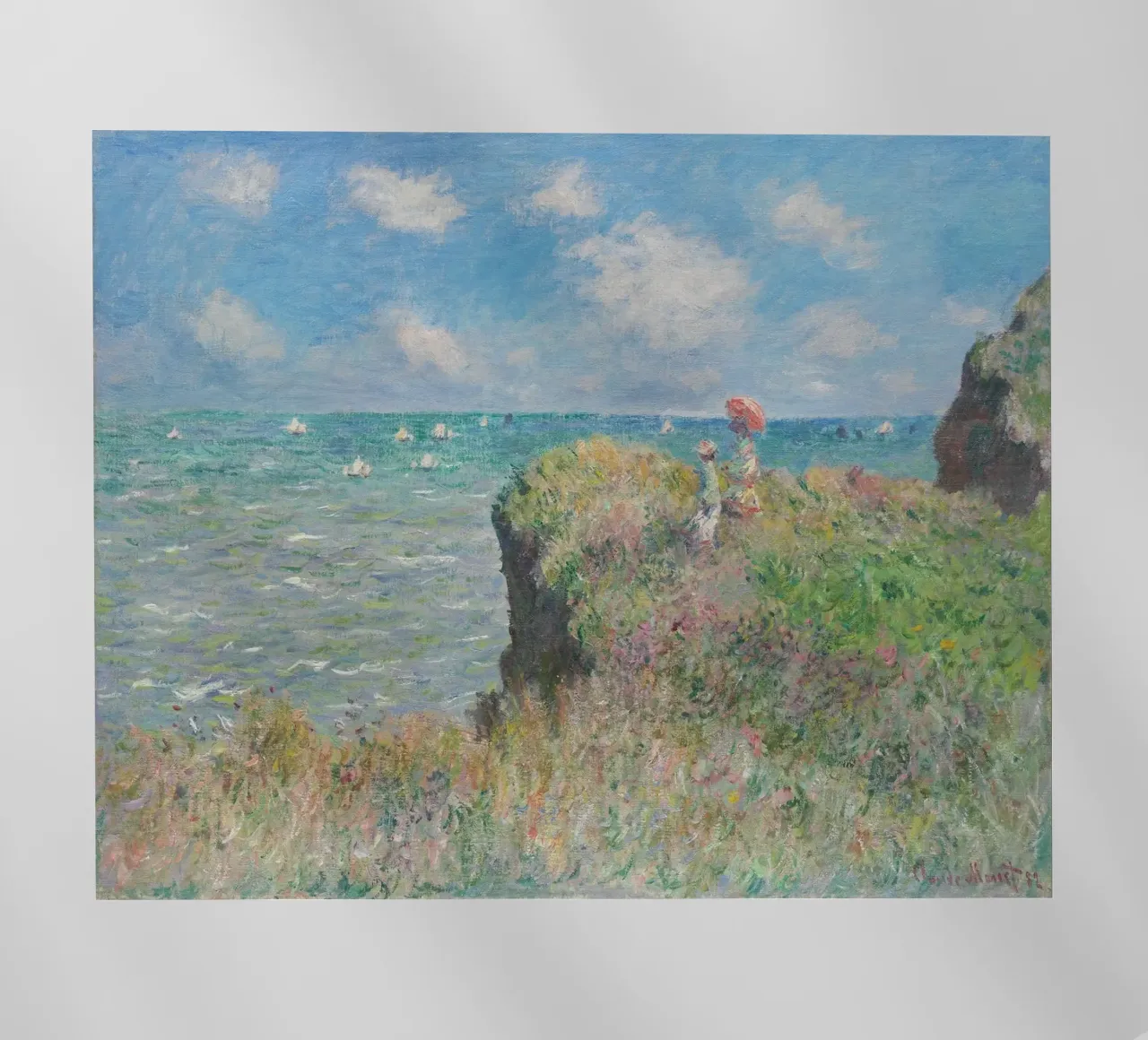 Claude Monet - Passeggiata sulla scogliera di Pourville pellicola backlit da Timeless Artworks