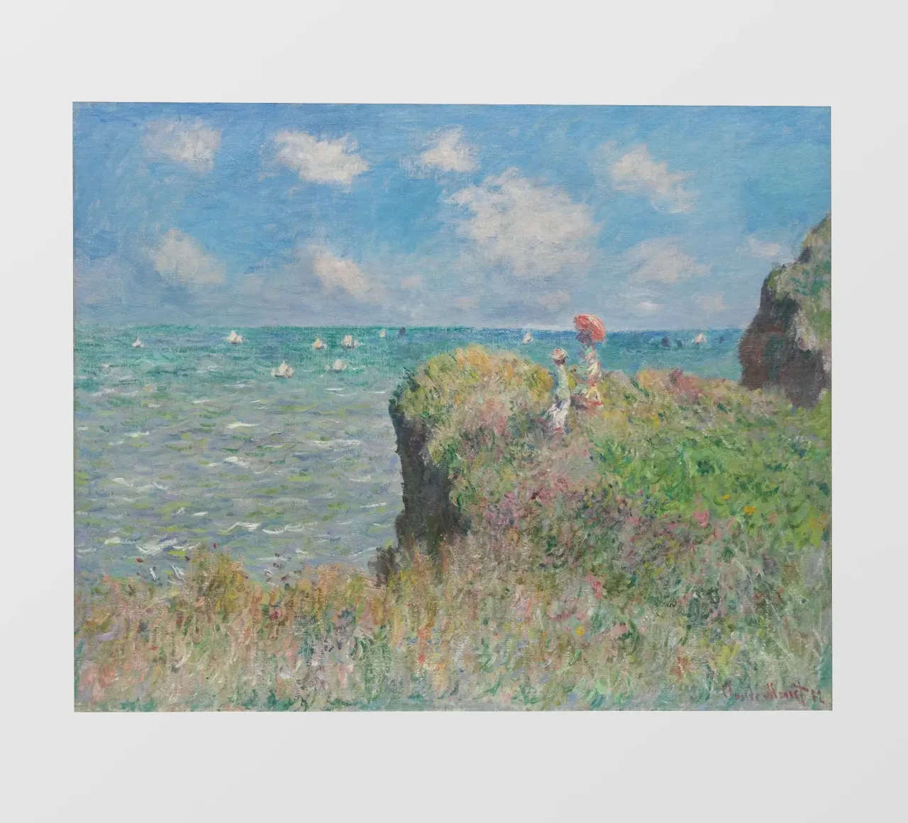 Claude Monet - Passeggiata sulla scogliera di Pourville pellicola backlit da Timeless Artworks