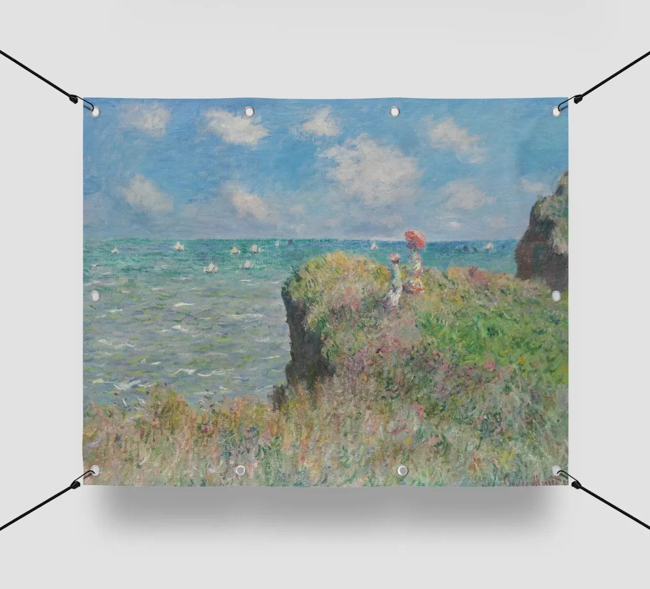 Claude Monet - Passeggiata sulla scogliera di Pourville telo in pvc da Timeless Artworks