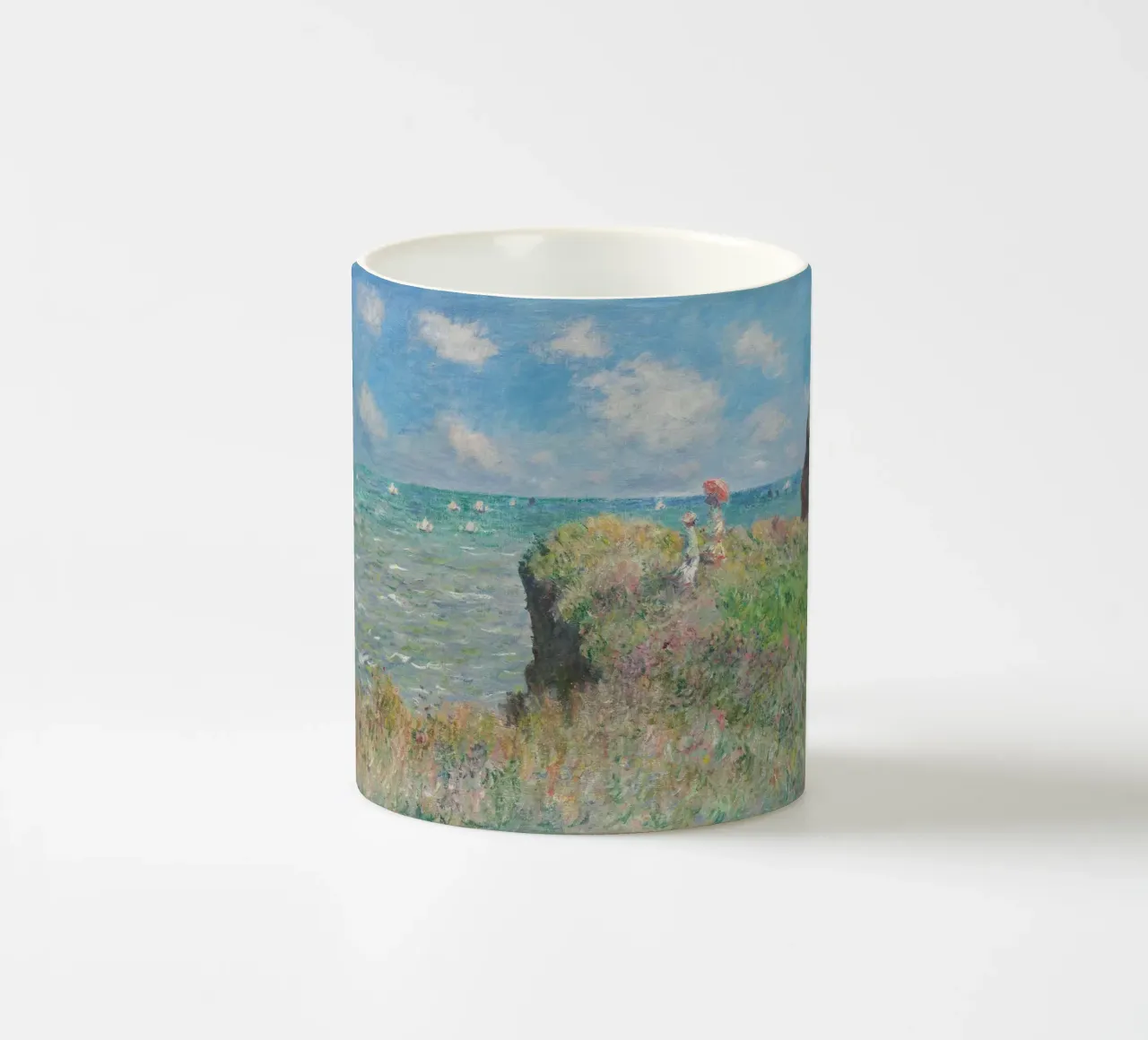 Claude Monet - Passeggiata sulla scogliera di Pourville tazza in ceramica da Timeless Artworks