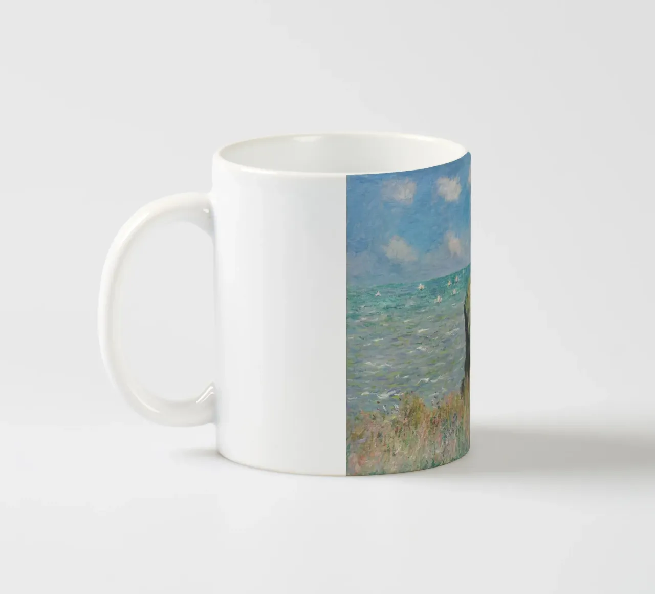 Claude Monet - Passeggiata sulla scogliera di Pourville tazza in ceramica da Timeless Artworks