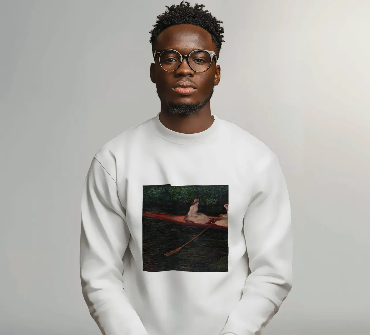 Claude Monet - In barca sul fiume Epte felpa da Timeless Artworks