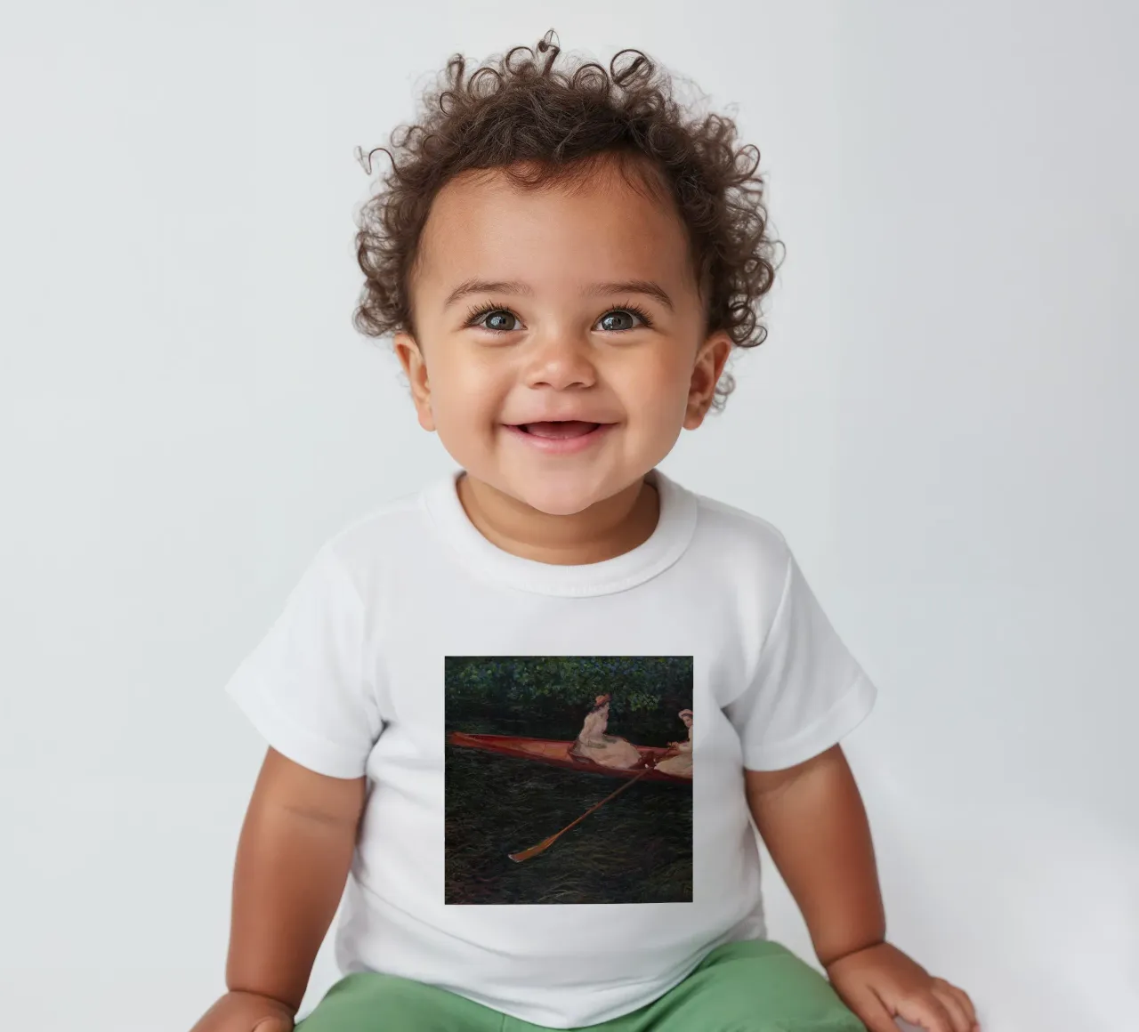 Claude Monet - In barca sul fiume Epte maglietta neonato da Timeless Artworks