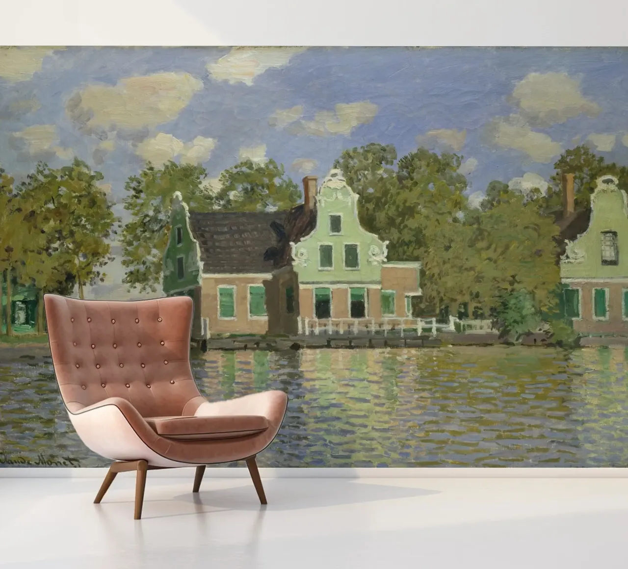 Claude Monet - Houses on the Zaan River at Zaandam photo wallpaper by Timeless Artworks