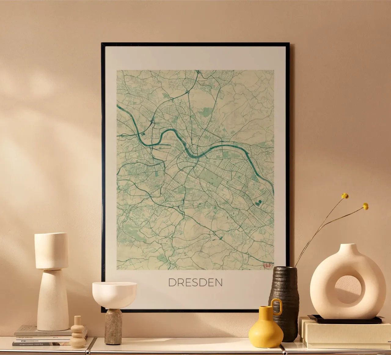 Dresden Vintage poster con telaio in legno da Hubert Roguski
