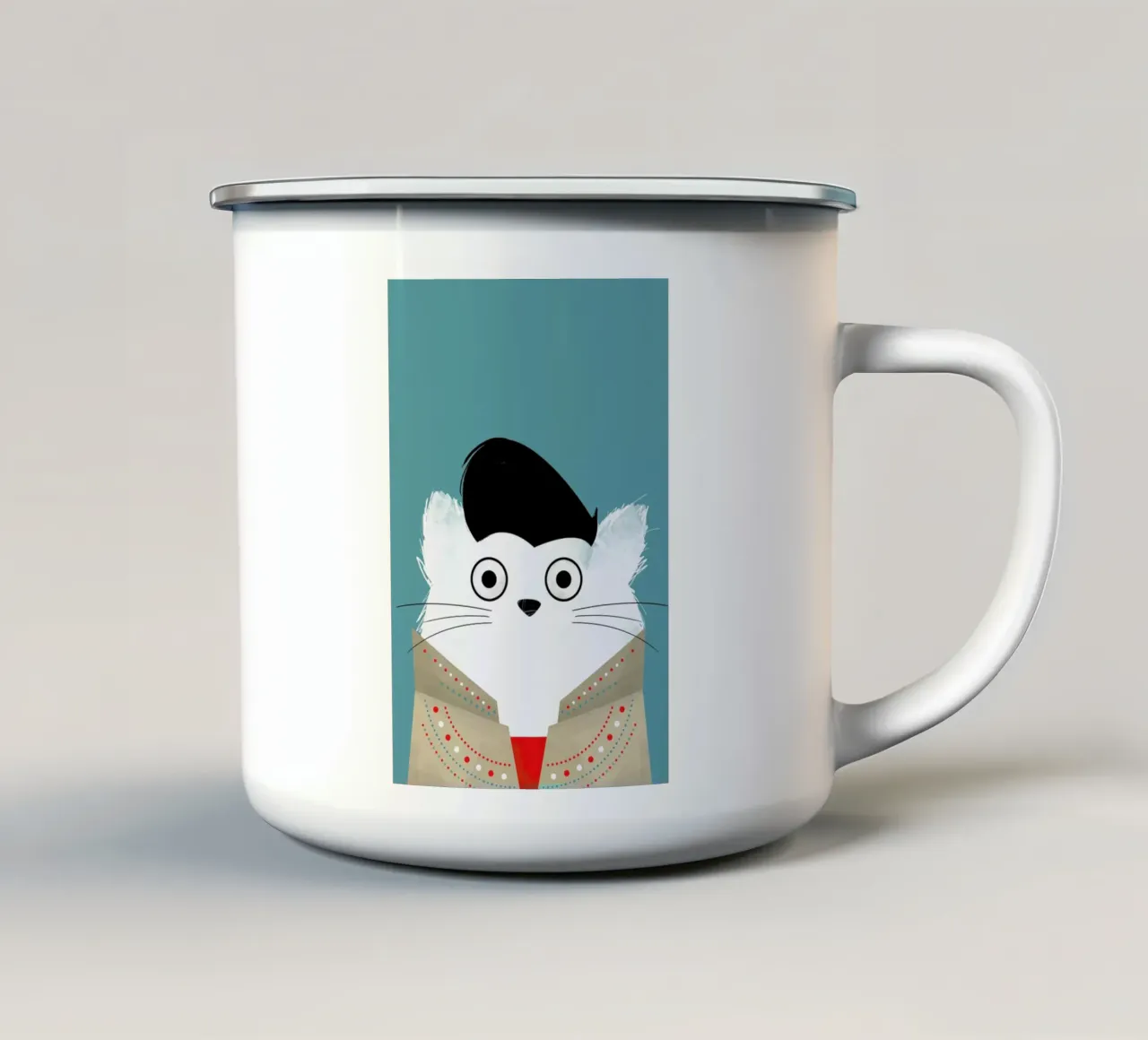 Cat - Elvis tazza in smalto da Doozal