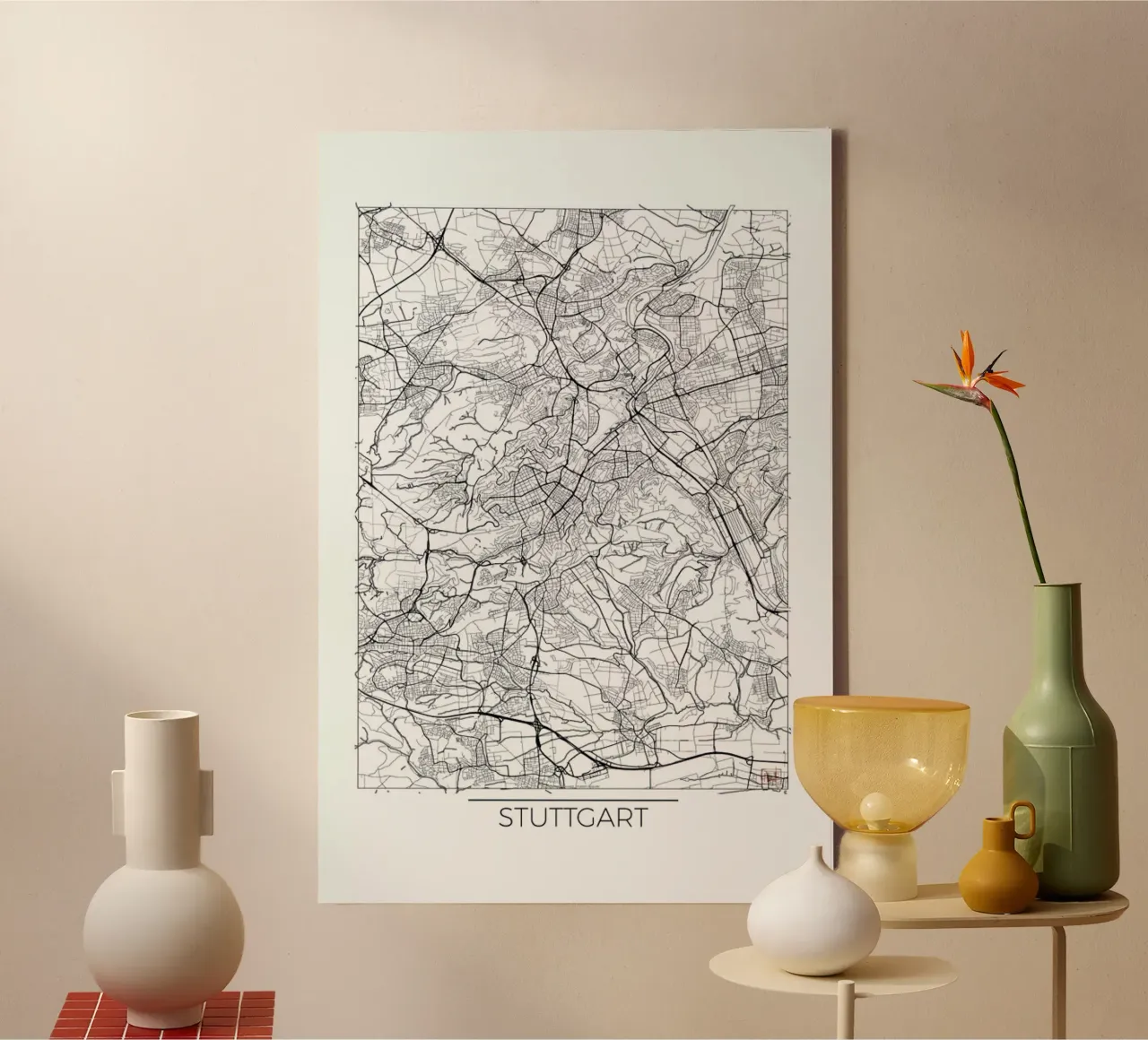 Stuttgart Minimal canvas van Hubert Roguski