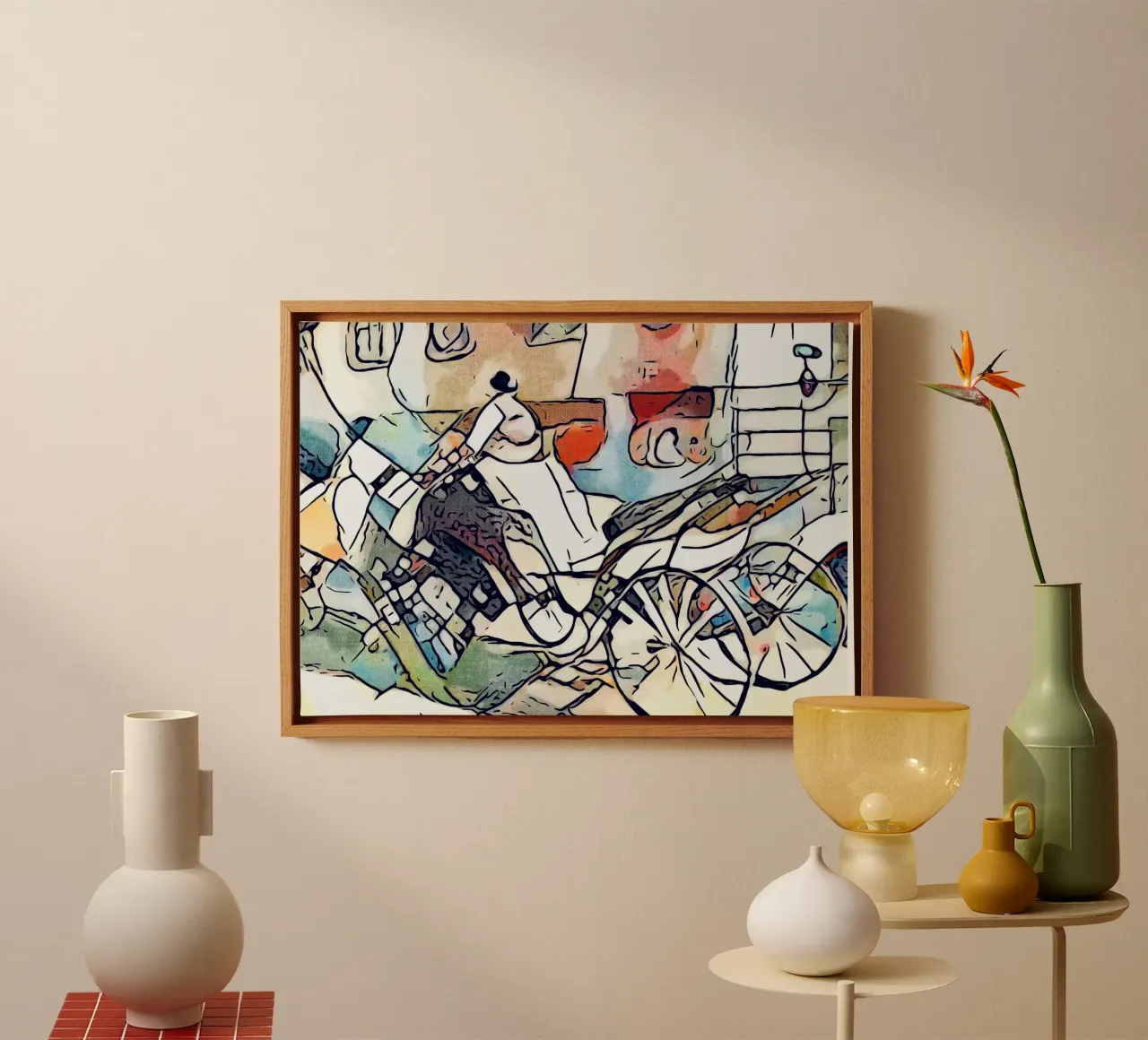 Mit dem Fiaker durch Wien Leinwand mit Schattenfugenrahmen von ZAMART