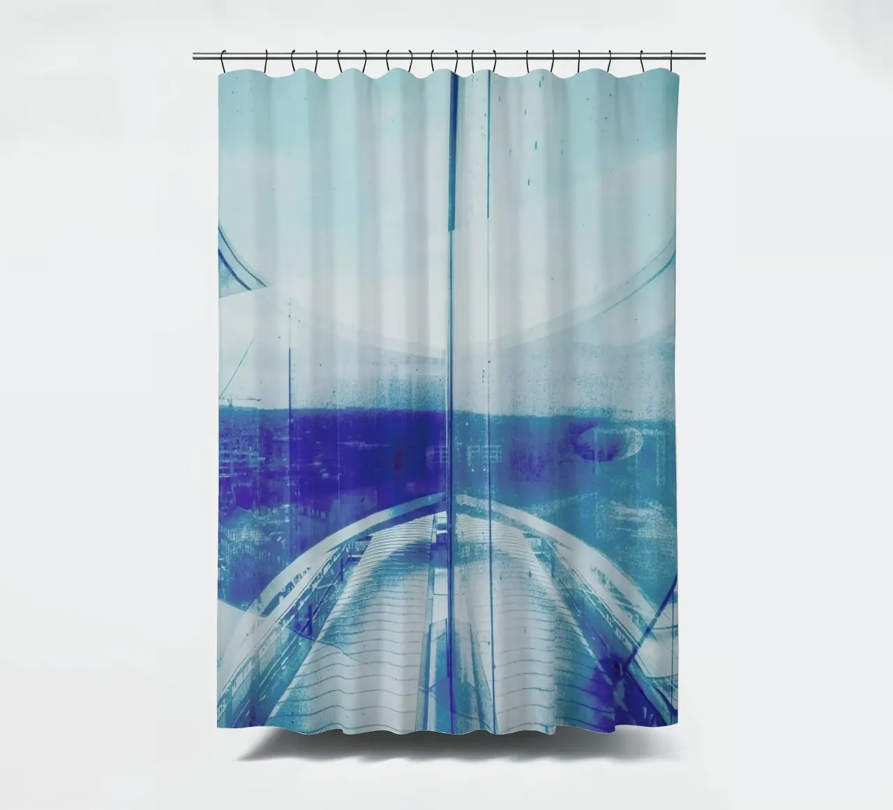 Reflection Blue shower curtain by Maria Sattrup