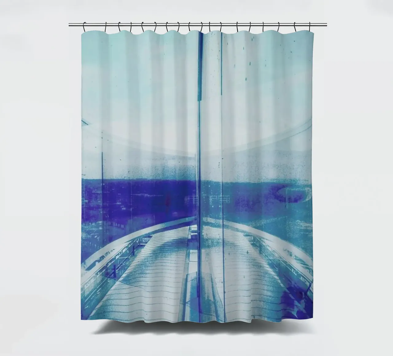 Reflection Blue shower curtain by Maria Sattrup