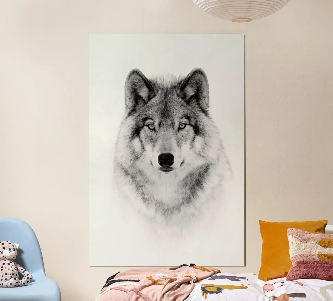 Portrait of a Timber Wolf - Jim Cumming poster con telaio in alluminio da Pictufy