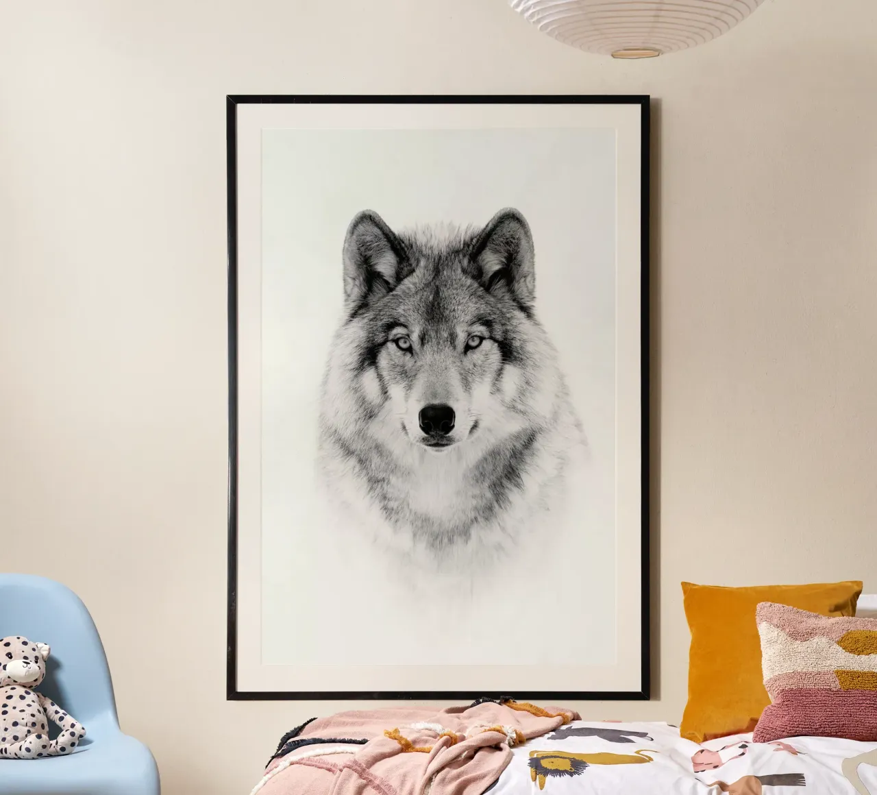 Portrait of a Timber Wolf - Jim Cumming poster con telaio in alluminio da Pictufy