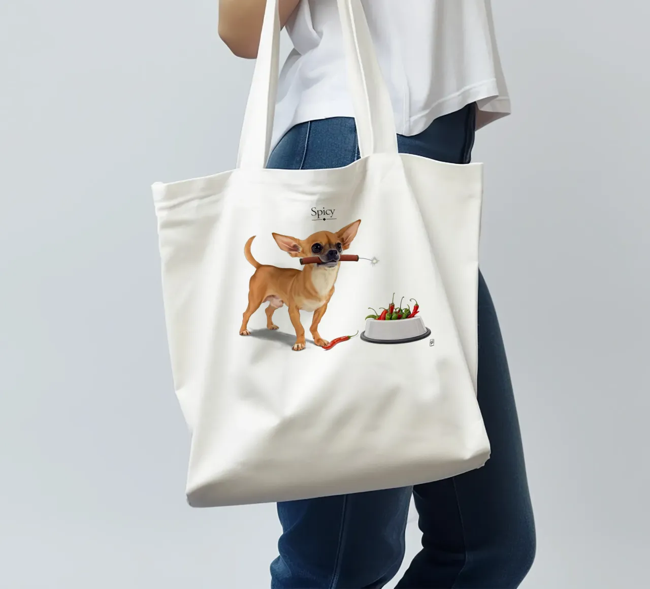 Spicy (Titled) borsa in juta da Rob Art | Illustration