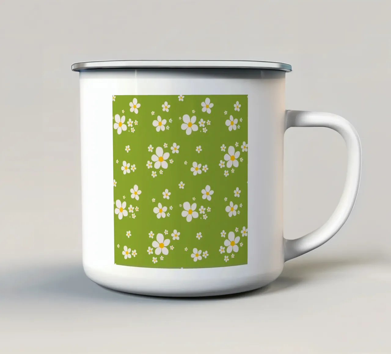 Daisy retro spring pattern enamel mug by Studio Patruschka