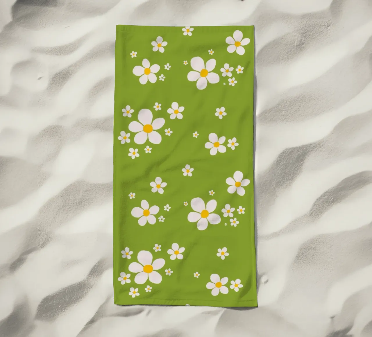 Daisy retro spring pattern beach towel by Studio Patruschka