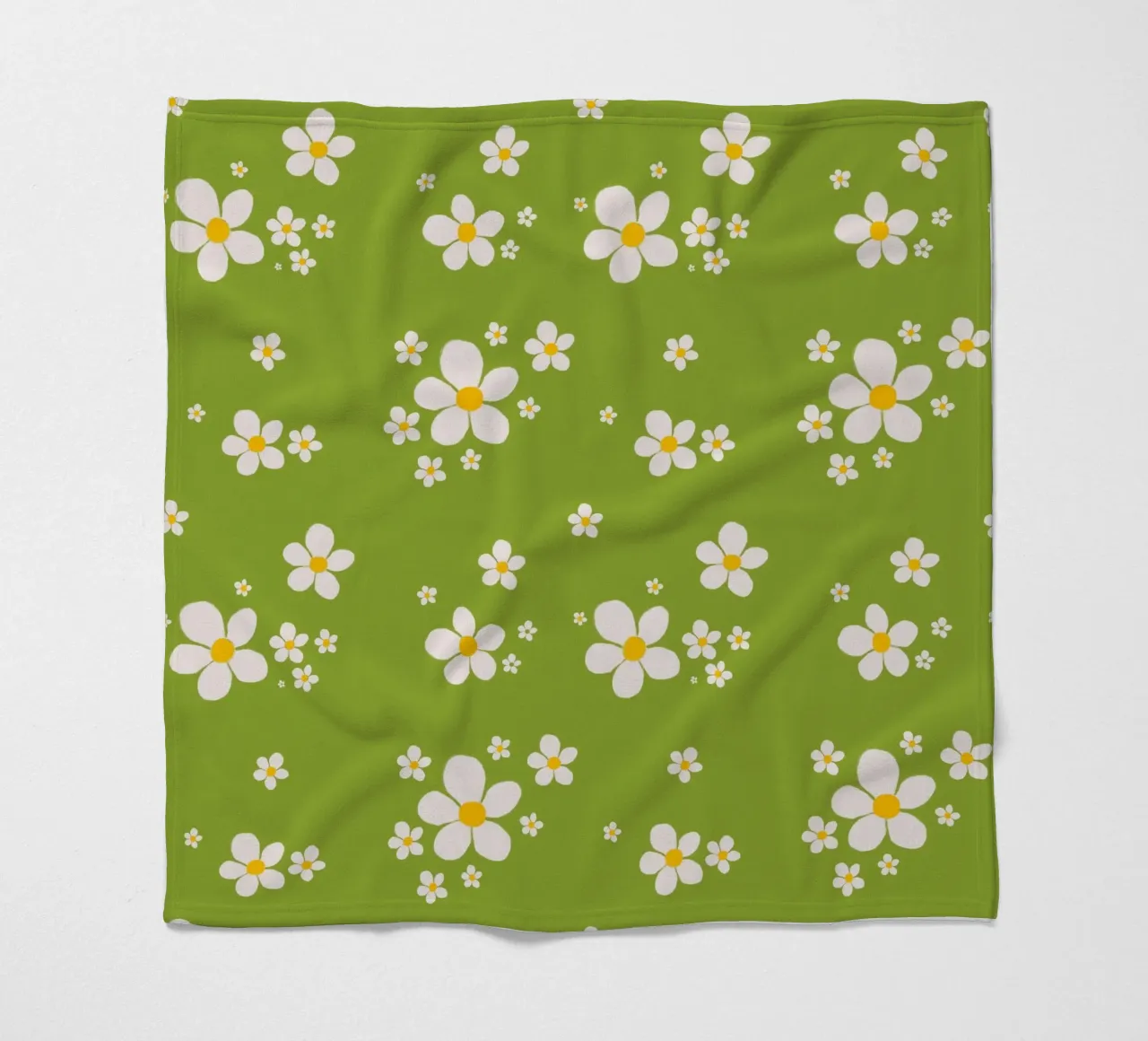 Daisy retro spring pattern fleece blanket by Studio Patruschka